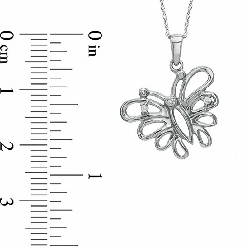 Natural Diamond Accent Butterfly Pendant in 10K White Gold