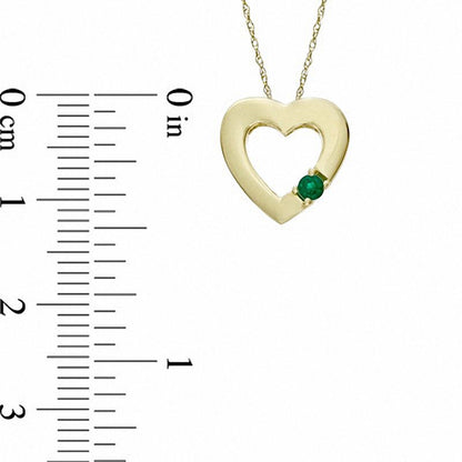 Lab-Created Emerald Heart Pendant in 10K Yellow Gold
