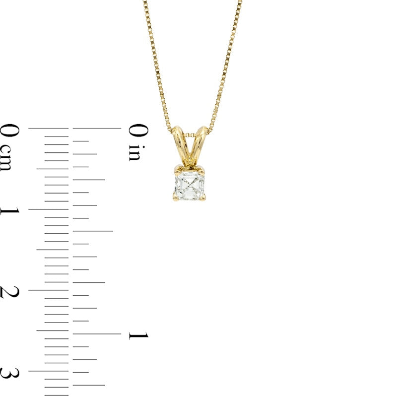 0.63 CT. Certified Asscher-Cut Natural Clarity Enhanced Solitaire Pendant in 18K Gold (I/VS2)