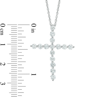 1 CT. T.W. Natural Diamond Cross Pendant in 10K White Gold