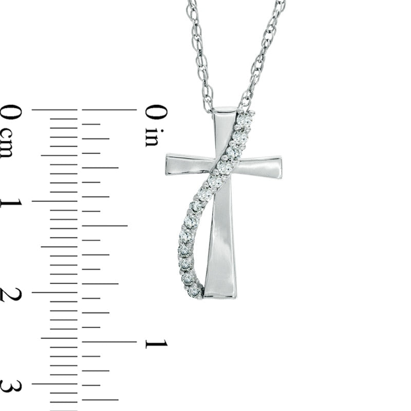 0.25 CT. T.W. Natural Diamond Cross Pendant in Sterling Silver