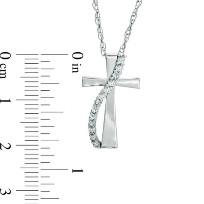 0.25 CT. T.W. Natural Diamond Cross Pendant in Sterling Silver