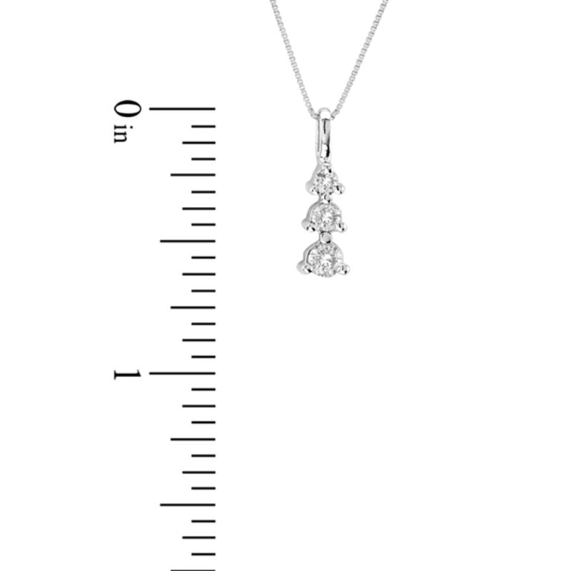 0.25 CT. T.W. Natural Diamond Linear Three Stone Drop Pendant in 14K White Gold