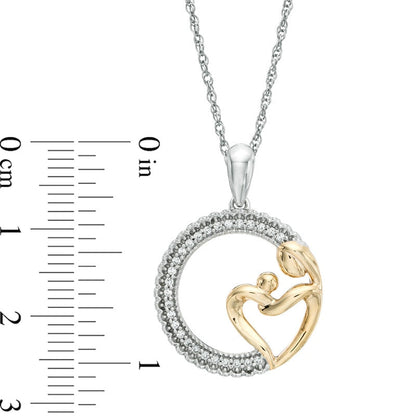 0.1 CT. T.W. Natural Diamond Motherly Love Circle Pendant in Sterling Silver and 14K Gold Plate