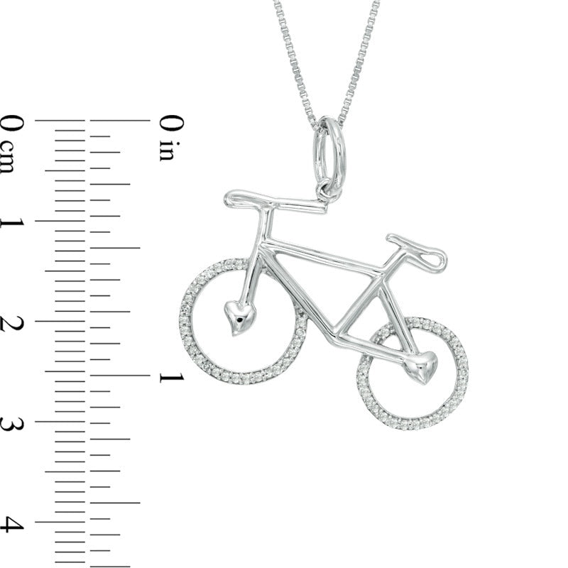 0.13 CT. T.W. Natural Diamond Bicycle Pendant in Sterling Silver