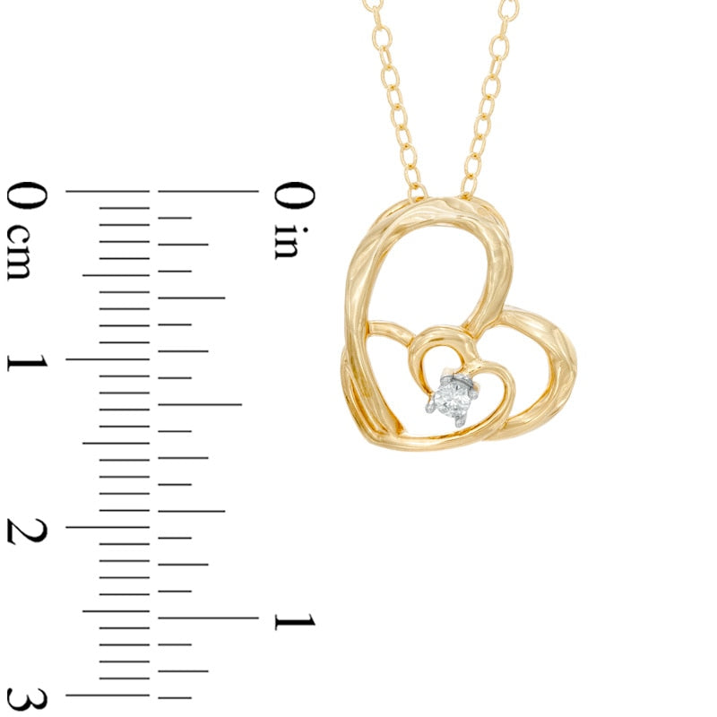 0.05 CT. T.W. Natural Diamond Abstract Heart Pendant in Sterling Silver with Yellow Rhodium