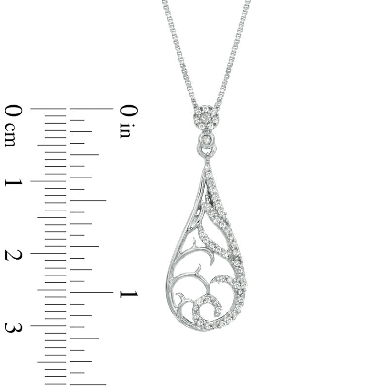0.17 CT. T.W. Natural Diamond Teardrop Pendant in Sterling Silver