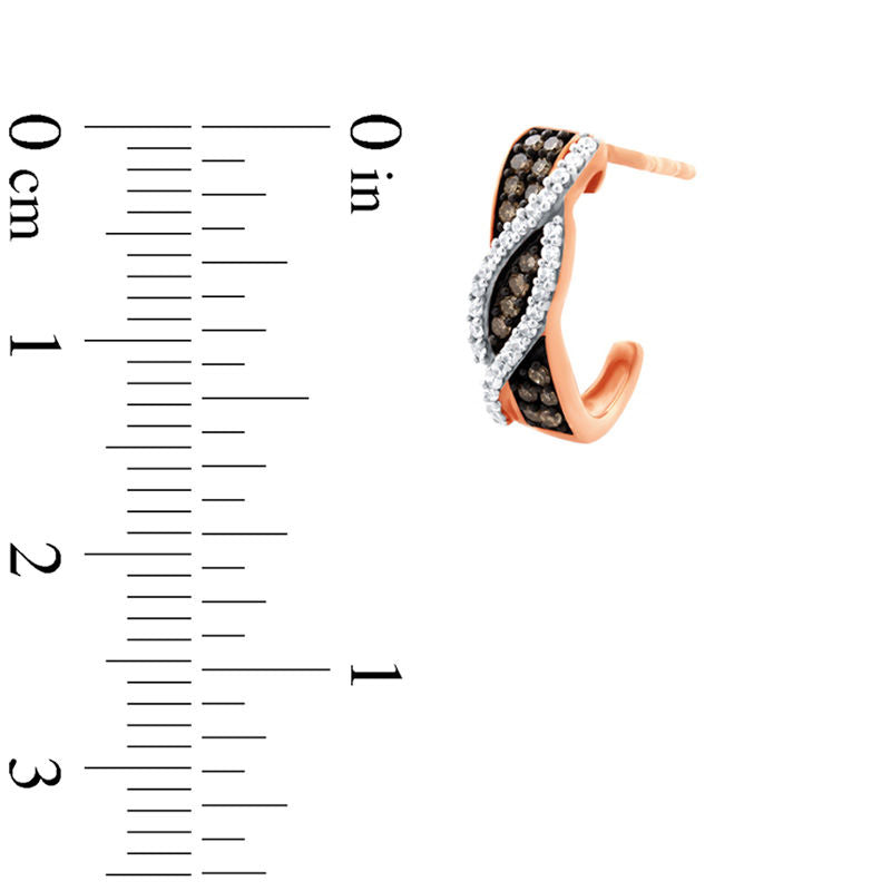 0.25 CT. T.W. Champagne and White Diamond Double Overlay Hoop Earrings in 10K Rose Gold