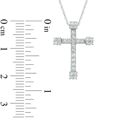 0.33 CT. T.W. Natural Diamond Cross Pendant in 10K White Gold