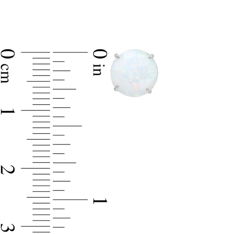 8.0mm Lab-Created Opal Stud Earrings in 10K White Gold