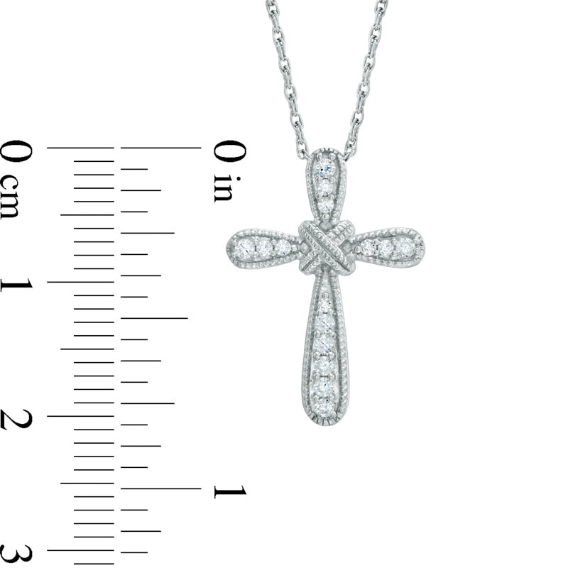 0.17 CT. T.W. Natural Diamond Antique Vintage-Style Cross X" Pendant in Sterling Silver"