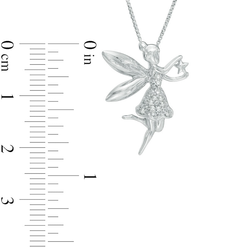 Natural Diamond Accent Fairy with Star Pendant in Sterling Silver