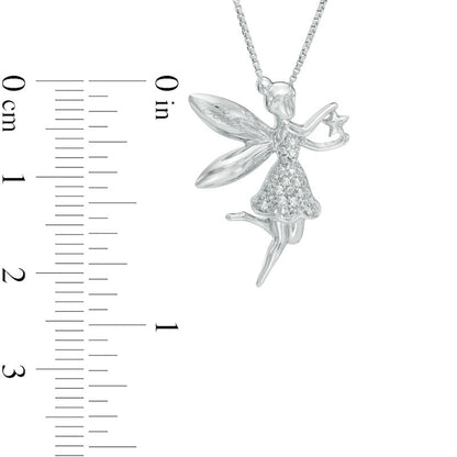 Natural Diamond Accent Fairy with Star Pendant in Sterling Silver