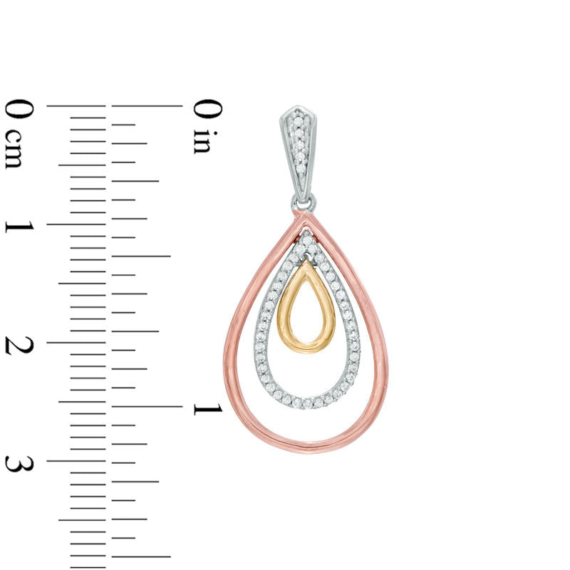 0.25 CT. T.W. Diamond Triple Teardrop Earrings in 10K Tri-Tone Gold