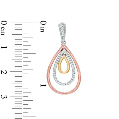 0.25 CT. T.W. Diamond Triple Teardrop Earrings in 10K Tri-Tone Gold