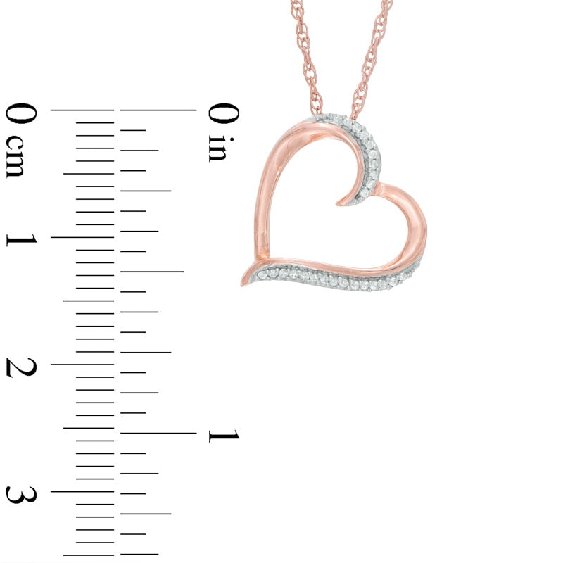 Natural Diamond Accent Tilted Heart in 10K Rose Gold