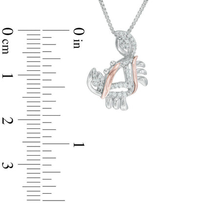 0.1 CT. T.W. Natural Diamond Crab Pendant in Sterling Silver and 14K Rose Gold