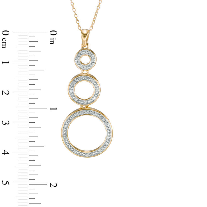 0.1 CT. T.W. Natural Diamond Three Circle Drop Pendant in Sterling Silver and 18K Gold Plate