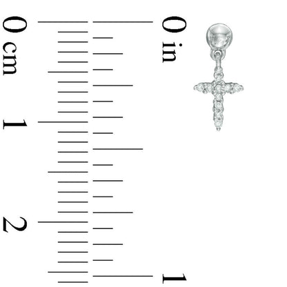 Diamond Accent Cross Drop Earrings in 10K White Gold