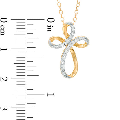 0.13 CT. T.W. Natural Diamond Looping Cross Pendant in 10K Yellow Gold