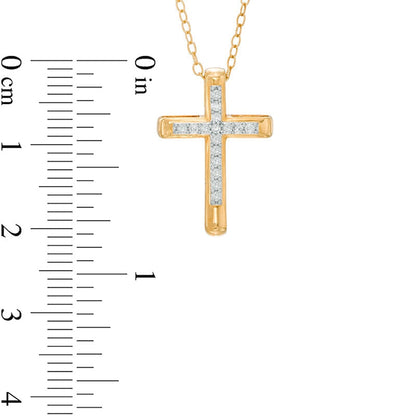0.13 CT. T.W. Natural Diamond Cross Pendant in 10K Yellow Gold