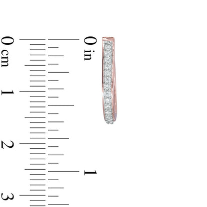 0.2 CT. T.W. Diamond Oval Huggie Hoop Earrings in 10K Rose Gold