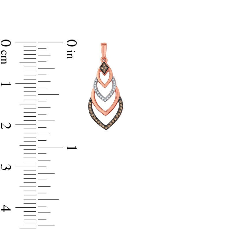 0.25 CT. T.W. Champagne and White Diamond Layered Leaf Drop Earrings in 10K Rose Gold