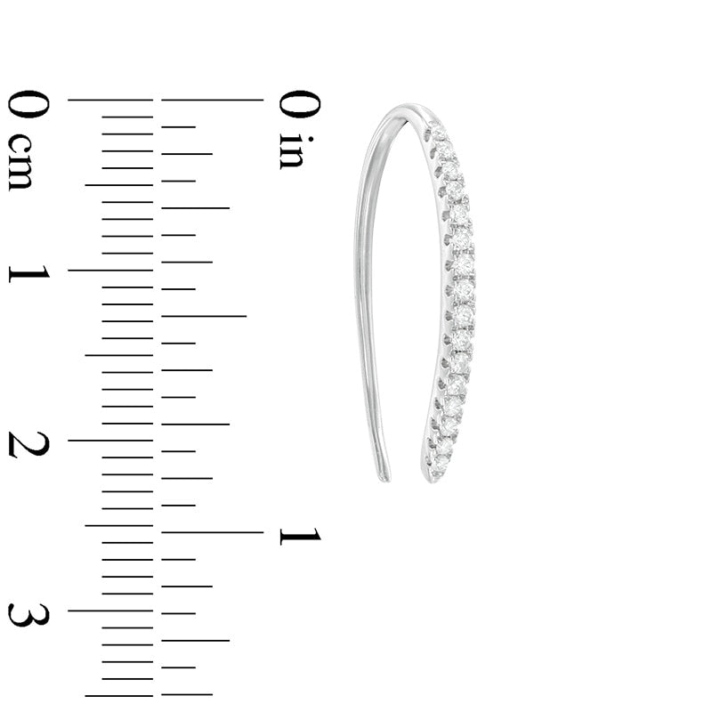 0.25 CT. T.W. Diamond Threader Hoop Earrings in 10K White Gold