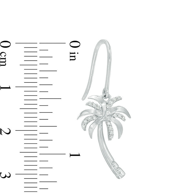 0.13 CT. T.W. Diamond Palm Tree Drop Earrings in 10K White Gold