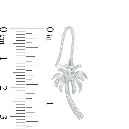 0.13 CT. T.W. Diamond Palm Tree Drop Earrings in 10K White Gold