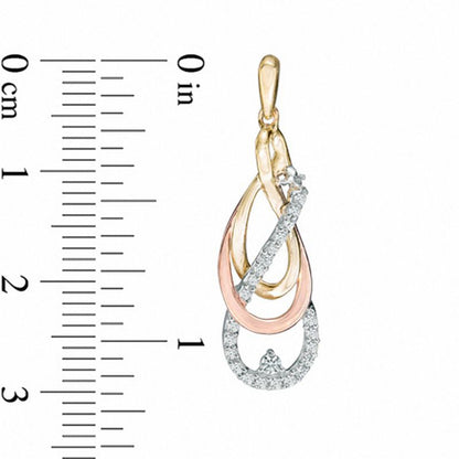 0.33 CT. T.W. Diamond Crossover Drop Earrings in 10K Tri-Tone Gold