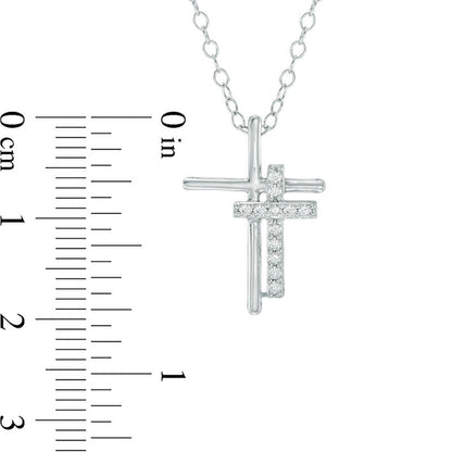 0.13 CT. T.W. Natural Diamond Double Cross Pendant in Sterling Silver
