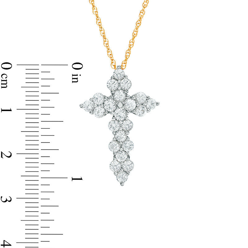 Lab-Created White Sapphire Cluster Cross Pendant in Sterling Silver with 14K Gold Plate