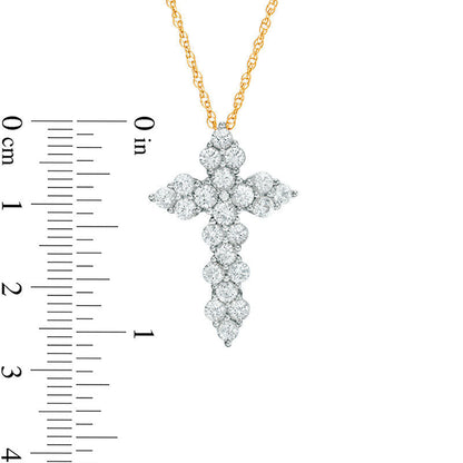 Lab-Created White Sapphire Cluster Cross Pendant in Sterling Silver with 14K Gold Plate