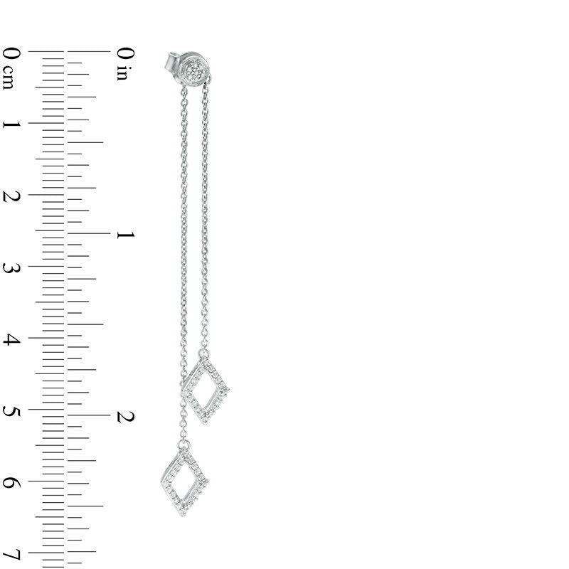 0.25 CT. T.W. Diamond Two Strand Kite Shaped Drop Earrings in 10K White Gold