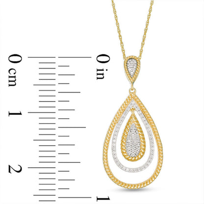 0.2 CT. T.W. Natural Diamond and Rope-Textured Alternating Teardrop Pendant in 10K Yellow Gold