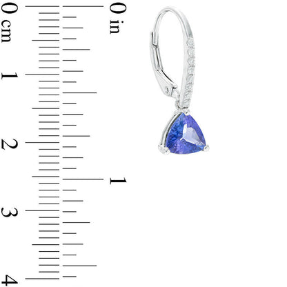 6.5mm Trillion-Cut Tanzanite and Diamond Accent Drop Earrings in 14K White Gold