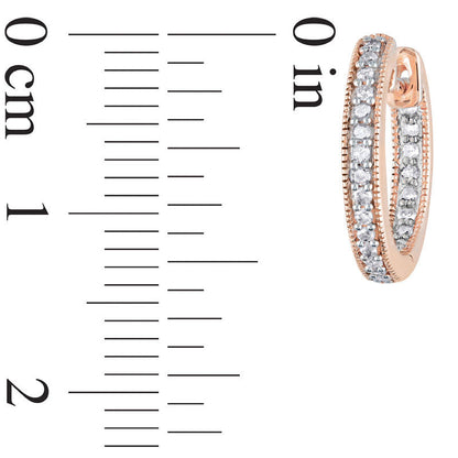 0.25 CT. T.W. Diamond Inside-Out Vintage-Style Huggie Hoop Earrings in 14K Rose Gold