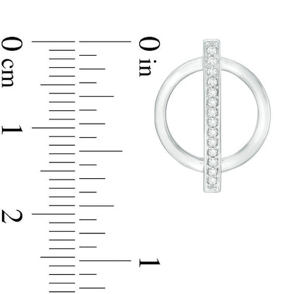 0.13 CT. T.W. Diamond Bar and Circle Drop Earrings in 10K White Gold