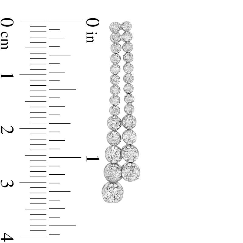 1 CT. T.W. Diamond Two Row Drop Earrings in 14K White Gold (I/I1)