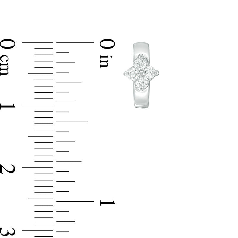 0.25 CT. T.W. Quad Diamond Huggie Hoop Earrings in 10K White Gold