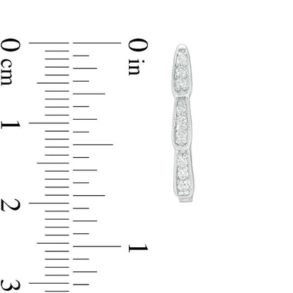 0.2 CT. T.W. Diamond Leaf Vintage-Style Hoop Earrings in 10K White Gold