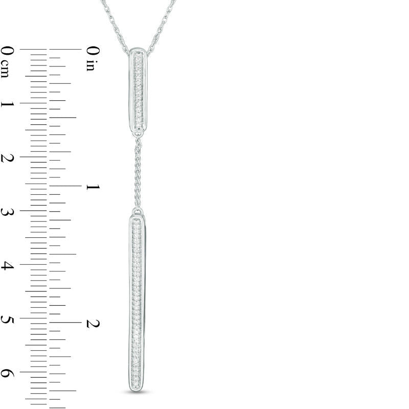 0.17 CT. T.W. Natural Diamond Bar and Chain Drop Pendant in Sterling Silver