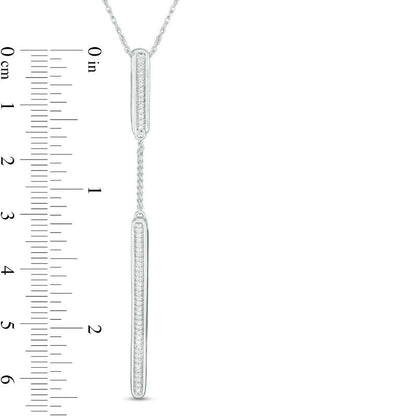 0.17 CT. T.W. Natural Diamond Bar and Chain Drop Pendant in Sterling Silver