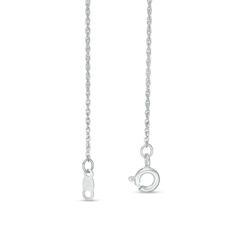 Lab-Created White Sapphire and 0.25 CT. T.W. Baguette Diamond Three Stone Curved Bar Necklace in Sterling Silver - 16.5"