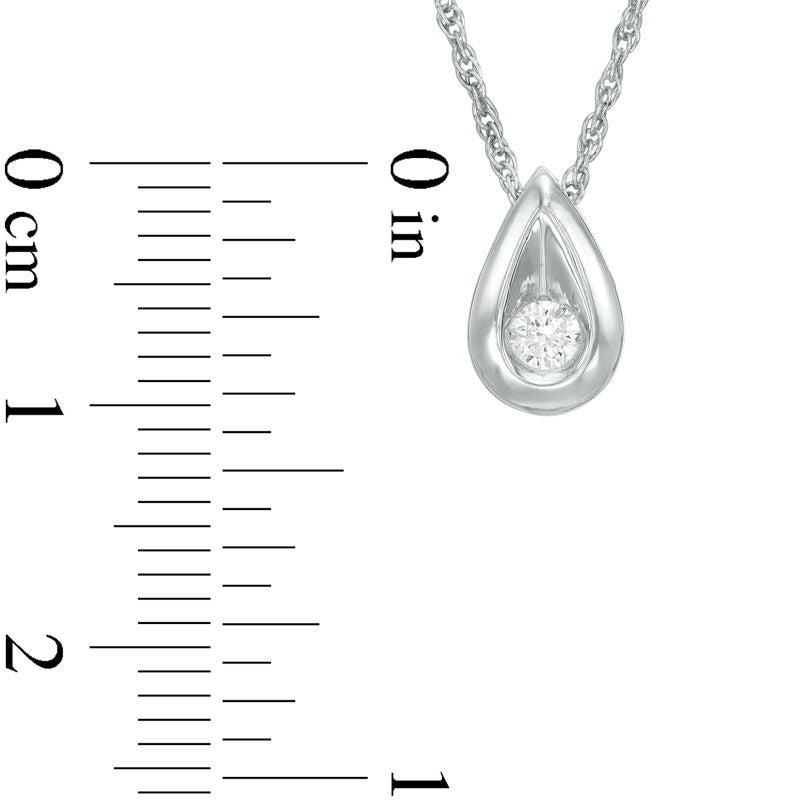 0.1 CT. Natural Clarity Enhanced Solitaire Teardrop Pendant in 10K White Gold