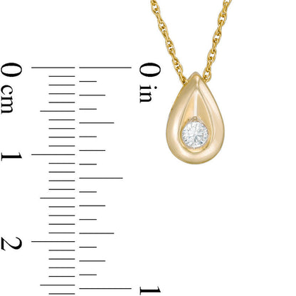 0.1 CT. Natural Clarity Enhanced Solitaire Teardrop Pendant in 10K Yellow Gold