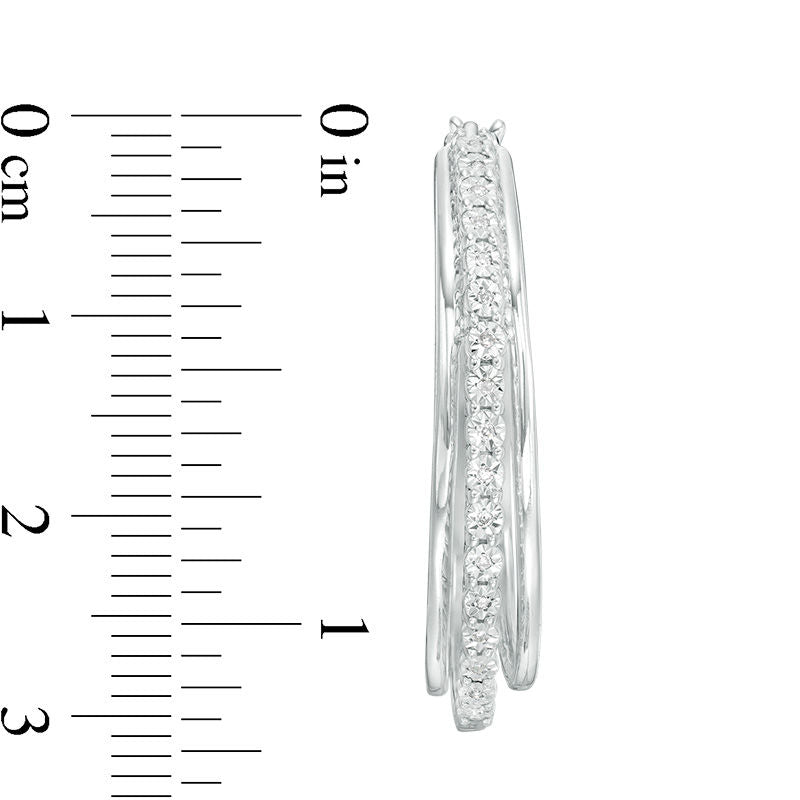 0.1 CT. T.W. Diamond Multi-Row Hoop Earrings in Sterling Silver