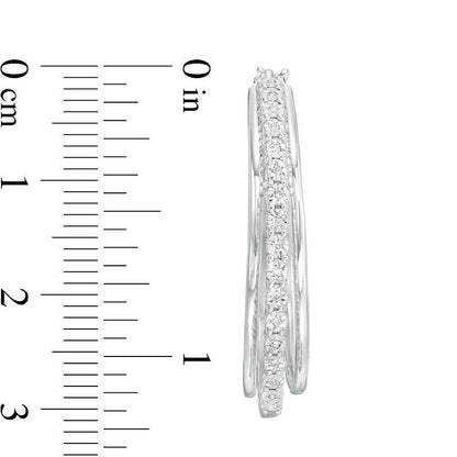 0.1 CT. T.W. Diamond Multi-Row Hoop Earrings in Sterling Silver