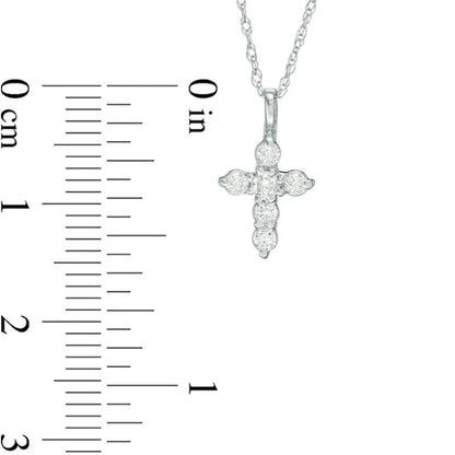 0.2 CT. T. W. Natural Diamond Six Stone Cross Pendant in 10K White Gold